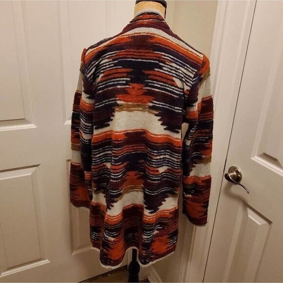 LUCKY Brand Women’s Sweater Cardigan Open Front Waterfall Aztec Cotton plus size - Picture 8 of 10